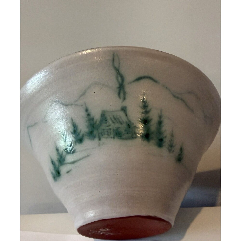 McWhirter Pottery NC Red Ware Bowl Mtn Cabin Vtg Folk Art Beautiful Studio 11.5x - Picture 11 of 16